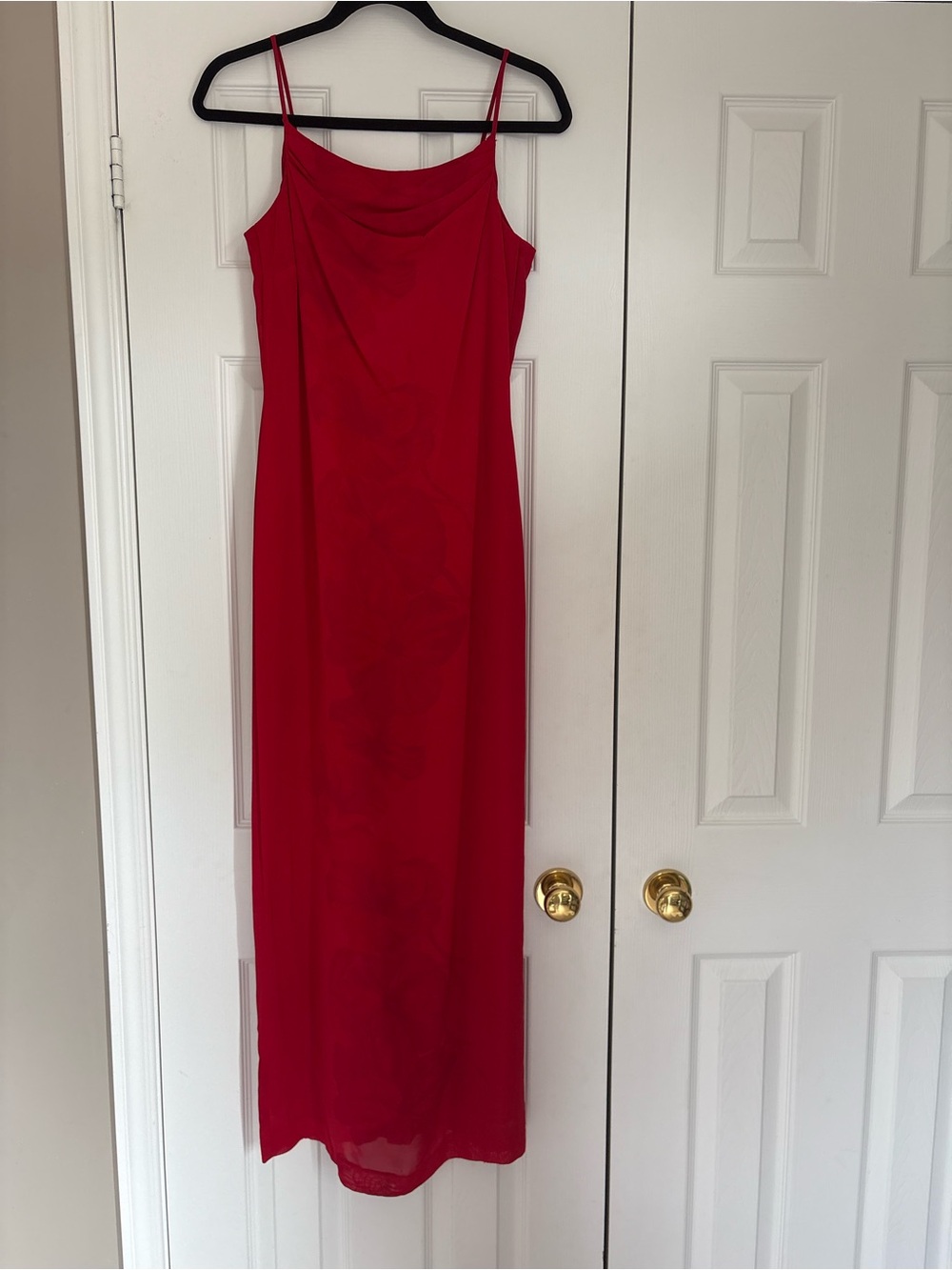 Vintage Red Slip Dress with Cowl Neck